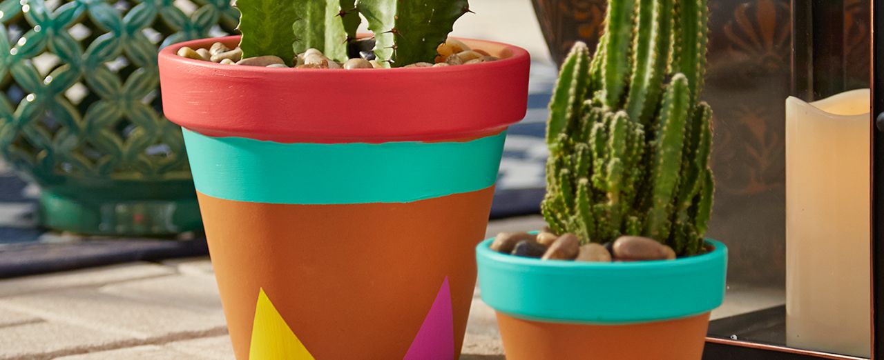 How to paint terra cotta clay planters Canadian Tire