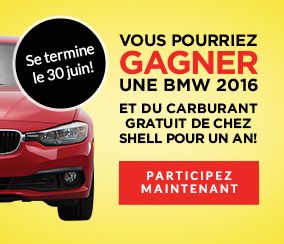 Vous pourriez gagner une BMW 2016 et du carburant gratuit de chez Shell pour un an!