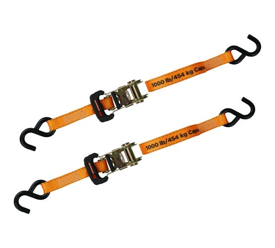3,000-lb Padded Handle Ratchet Tie Down Straps, 1-in x 10-ft, 4-pk Product image