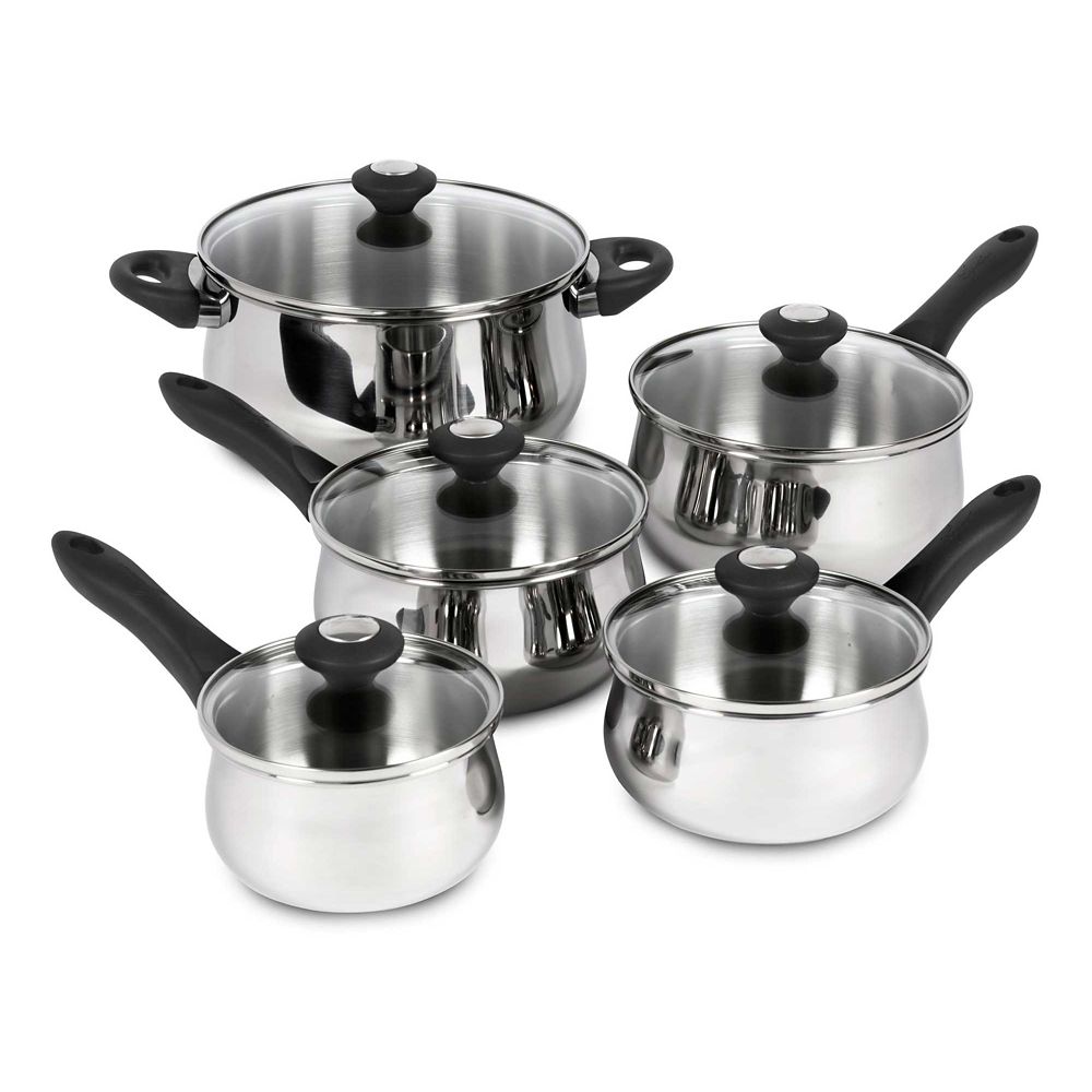Ticino Stainless Steel Cookware Set, Dishwasher & Oven Safe, 10-pc Lagostina