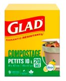 Glad 100% Compostable Bags - Small 10 Litres - Lemon Scent, 20 Compost Bags | GLADnull