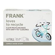 FRANK Swift Tie Clear Recycling Bags, 48-pk