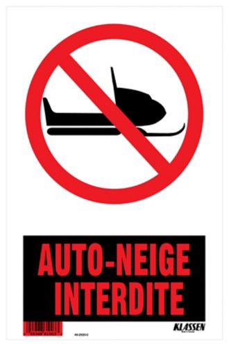 Affiche interdisant l'accès aux motoneiges Klassen (français), 8 x 12 po Image de l’article