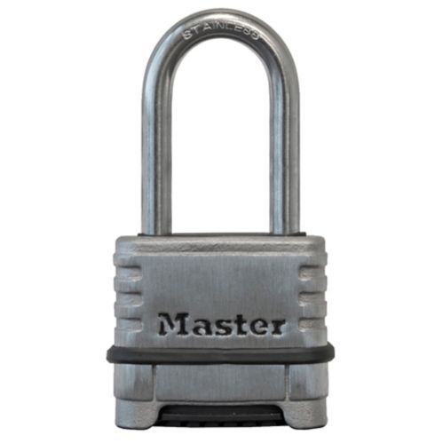 Cadenas à combinaison numérique réinitialisable large Master Lock, acier inoxydable, 57 mm, arceau de 51 mm Image de l’article
