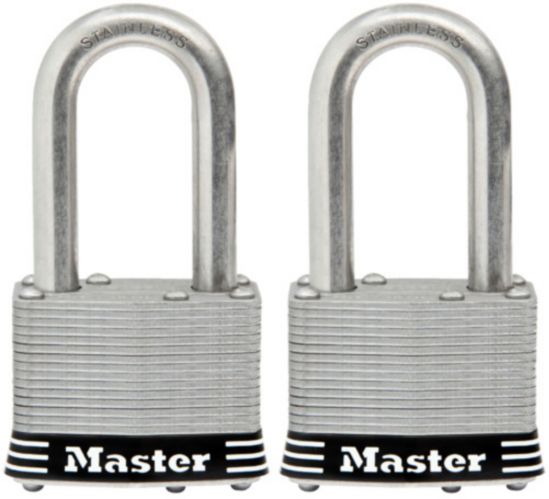 Master Lock 44mm Wide Laminated Stainless Steel Padlock, 38mm Shackle, 2-pk Product image