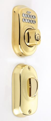 Schlage Plymouth Escutcheon Keypad Deadbolt Door Lock Bright Brass Canadian Tire