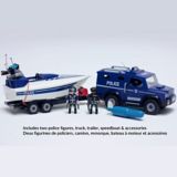 playmobil police truck with speedboat