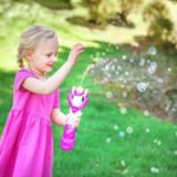 Maxx Bubbles Kids' Light & Sound Unicorn Baton Bubble Blower/Maker Toy w/ Solution, Age 3+