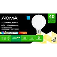 Ampoule à DEL NOMA G25, 40 W, culot E26, filament, givré, intensité variable, blanc doux, paq. 3