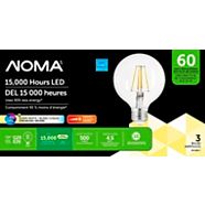Ampoule à DEL NOMA G25, 60 W, culot E26, filament, transparent, intensité variable, blanc doux, paq. 3