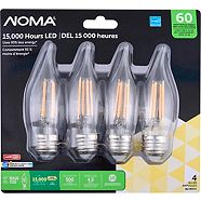 Ampoule à DEL NOMA pour lustre, 60 W, E26, flamme, transparent, variable, blanc doux, paq. 4