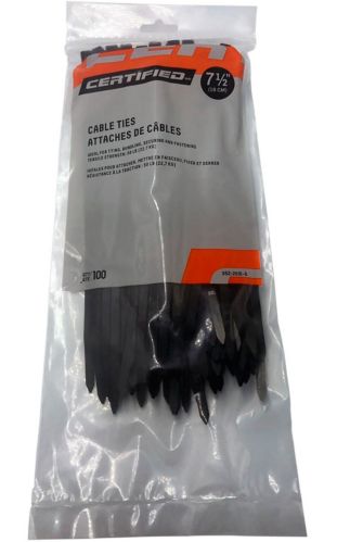 7.5-in Cable Ties, Black, 100-Pk Product image