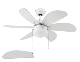 For Living Nordica White Ceiling Fan 6 Blade 36 In