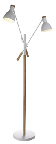 CANVAS Grace 2-Light Wooden Finish Floor Lamp, White Product image