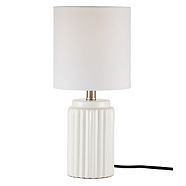 Lampe de table CANVAS, base en céramique, abat-jour en lin, blanc