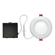 Globe Ultra-Slim Round LED Recessed Lighting Kit, Warm White, Single, 4-in
