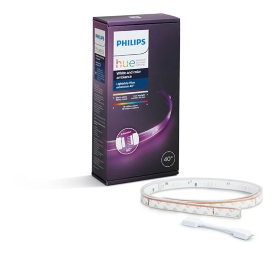 Philips Hue White & Colour Smart LED Lightstrip Plus Extention, 40-in