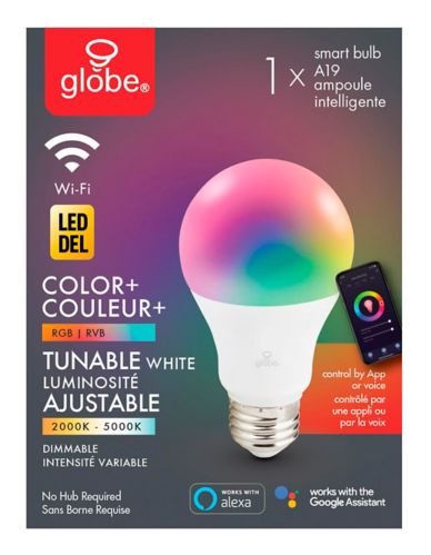 Globe A19 LED Dimmable Colour/Tunable White Smart Bulb