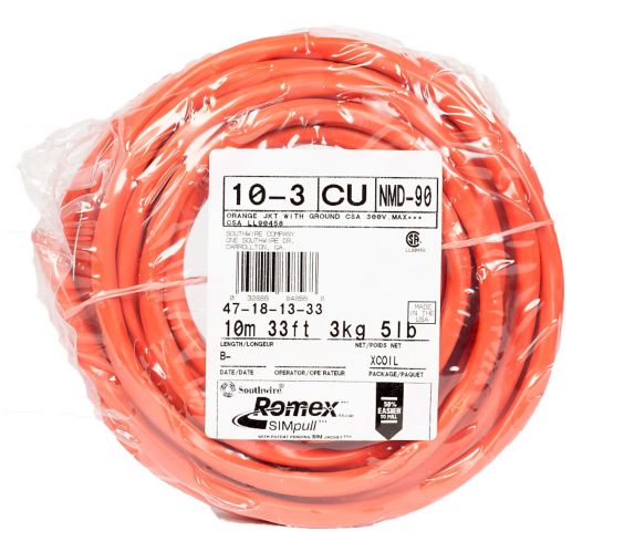 Nmd90 Copper Wire Electrical Cable, 10 3 Wire With Ground