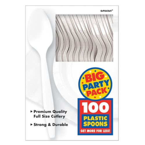 Cuillères en plastique, poids moyen, blanc, paq. 100 Image de l’article