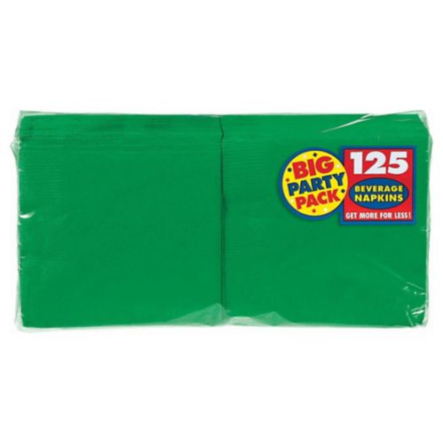 Big Party Pack 2-Ply Beverage Napkins, Festive Green, 125-pk Product image