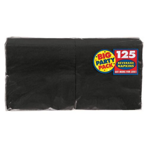 Big Party Pack 2-Ply Beverage Napkins, Black, 125-pk Product image