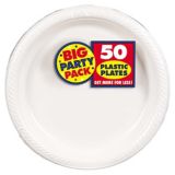 Big Party Pack Plastic Dinner Plates, White, 10.25-in, 50-pk | Amscannull