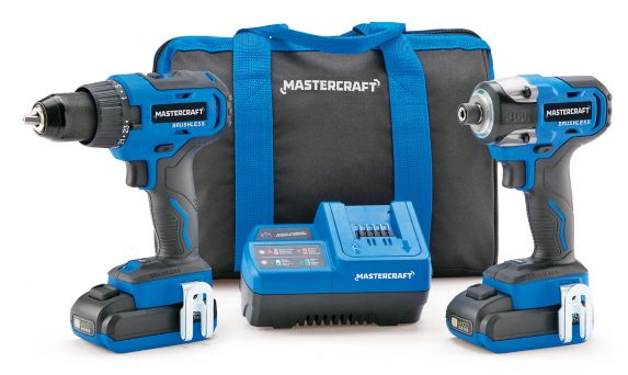 Mastercraft 20V Max Brushless Cordless 1/2-in Hammer Drill & 1/4-in Impact Driver Combo Kit Product image