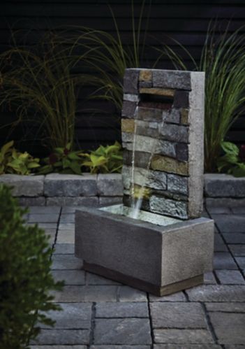 Canvas Cascade Rock Wall Fountain With Lights Canadian Tire - Outdoor Wall Water Fountain Canada