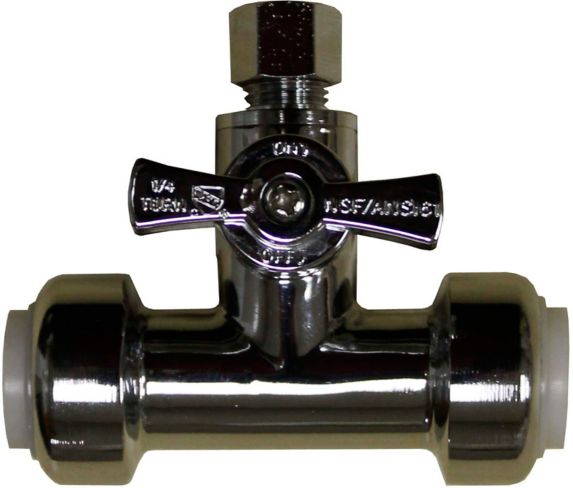 Push N’ Connect Tee Valve Compression, 1/2-in x 1/2-in x 3/8-in Product image