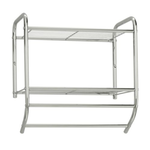 Sauder Wall-Mounted Towel Shelf/Hanger Rack For Bathroom Storage, Chrome Product image