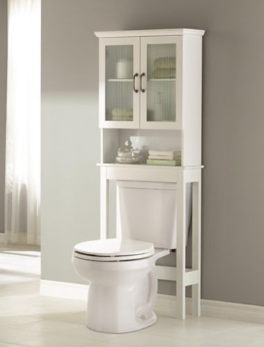 Armoire de rangement compacte par-dessus la toilette à 2 portes For Living Beacon Hill, blanc Image de l’article