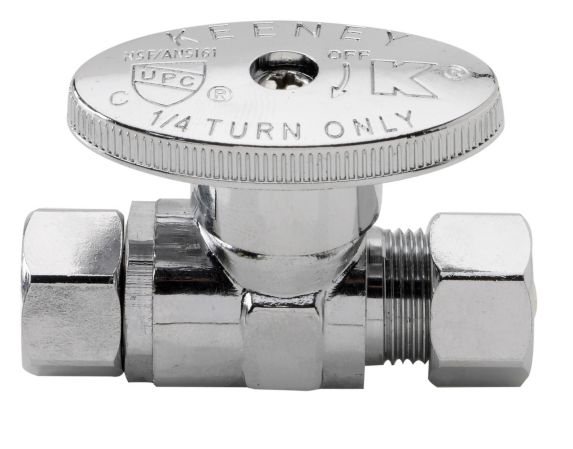 Ball Valve 3/8-in Captured Nut Compression x 3/8-in O.D. Straight Polished Chrome Product image