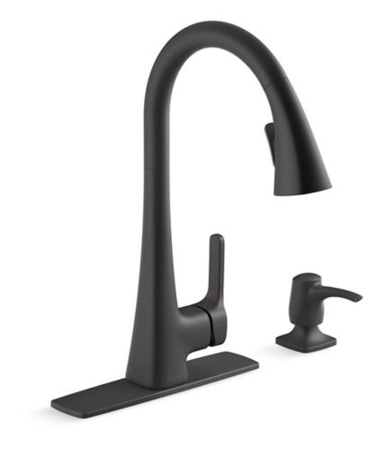 Kohler Maxton 1-Handle Pull-Down Kitchen Faucet, Black Product image