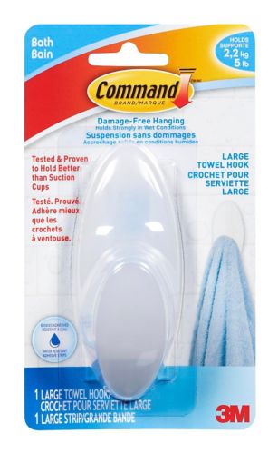 3m Command Bath Towel Hook Large, Command Bathroom Hooks