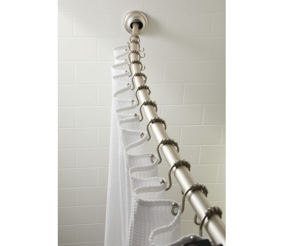 Curved Aluminum Dual Mount Shower Rod, Dual Curved Shower Curtain Rod