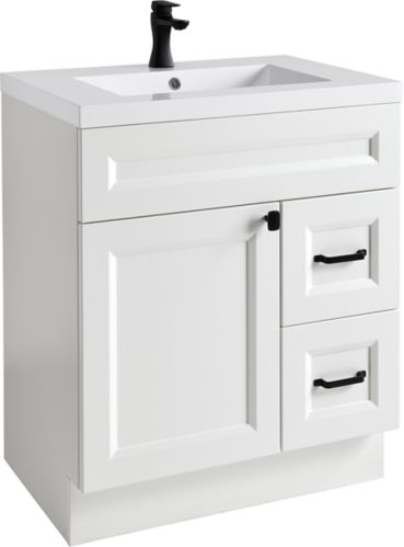 CANVAS Langford Single Door Bathroom Vanity with Two Drawers, White, 30-in Product image