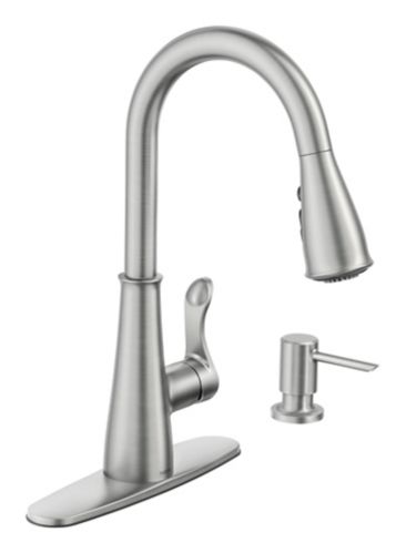 Moen Hadley 1-Handle Kitchen Faucet & Soap Dispenser, Brushed Nickel Product image