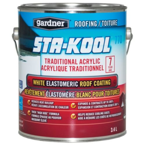 Gardner Sta Kool Elastomeric Roof Coating White 3 4 L Canadian Tire