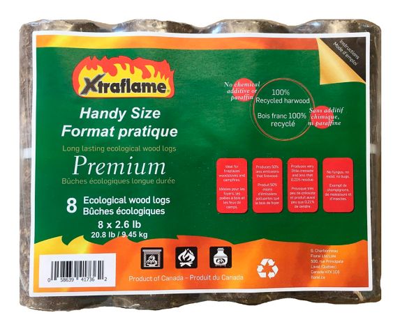 XTRAFLAME Ecological Handy Size Wood Logs For Fireplaces, Woodstoves & Campfires,2.6 lbs, 8-pk Product image
