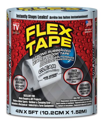 Flex Tape Strong Rubberized Waterproof Tape, Clear, 4-in x 5-ft Product image
