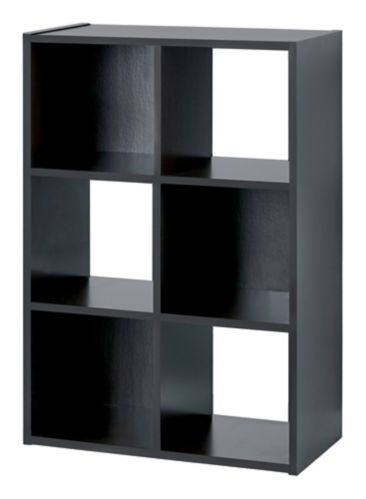 6 Cube Storage Shelf Black Oak, Black Cube Bookcase