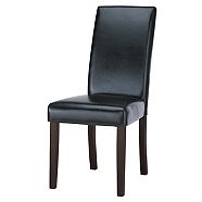 CANVAS  Bonded Leather Upholstered  Dining Chair With Solid Wood Legs, Black