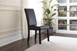 CANVAS  Bonded Leather Upholstered  Dining Chair With Solid Wood Legs, Black | CANVASnull