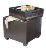 For Living Storage Cube Ottoman/Footrest/Seat With Built-In Tray Table, Espresso Brown | FOR LIVINGnull