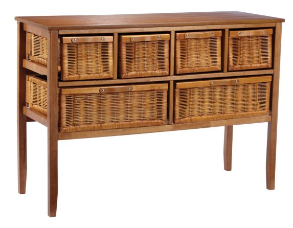 For Living 6 Drawer Honey Wicker Console Product image