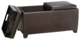 Pouf/banc de rangement avec tables-plateaux intégrées et siège rembourré For Living, brun espresso | FOR LIVINGnull