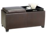 Pouf/banc de rangement avec tables-plateaux intégrées et siège rembourré For Living, brun espresso | FOR LIVINGnull