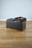 For Living Storage Ottoman/Bench With Built-In Tray Tables & Padded Seat, Espresso Brown | FOR LIVINGnull