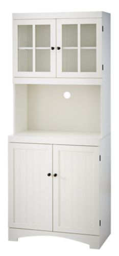 For Living 4-Door Open Shelf Freestanding Kitchen Pantry Storage Cabinet, Cream Product image